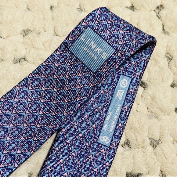 LINKS OF LONDON Silk Logo Tie Deer Stag blue pink - Picture 6 of 6